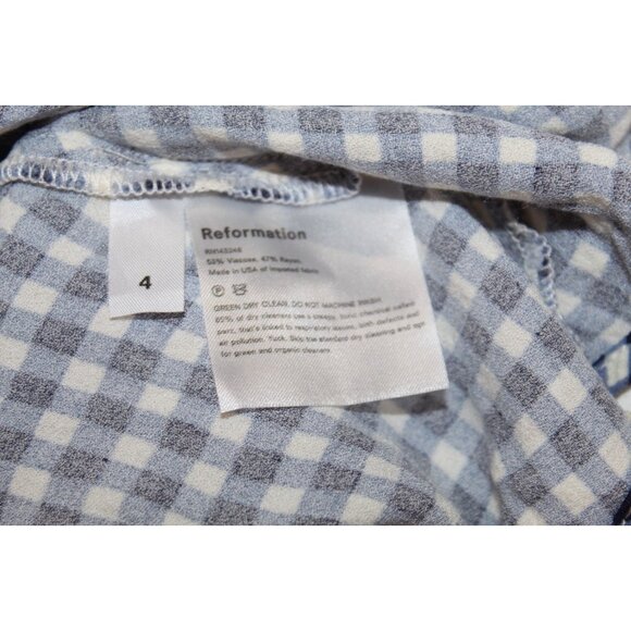 Reformation Halter Strap Dress Monaco Gingham Print Aero Tie Cut Out Size 4 - Picture 8 of 10